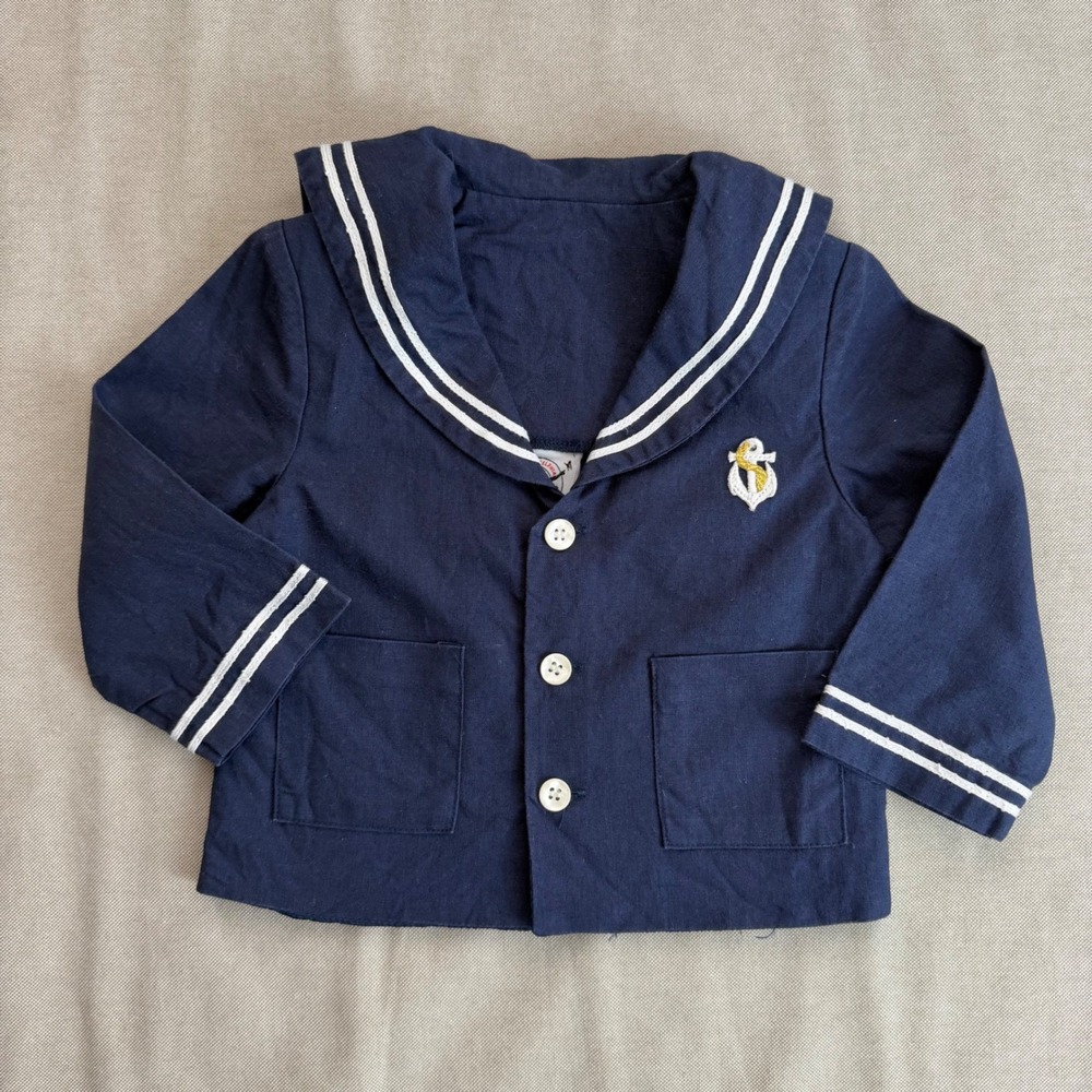 VTG Good Lad Philadelphia Navy Blue Sailor Jacket Anchor Embroidered Boys 18 mo